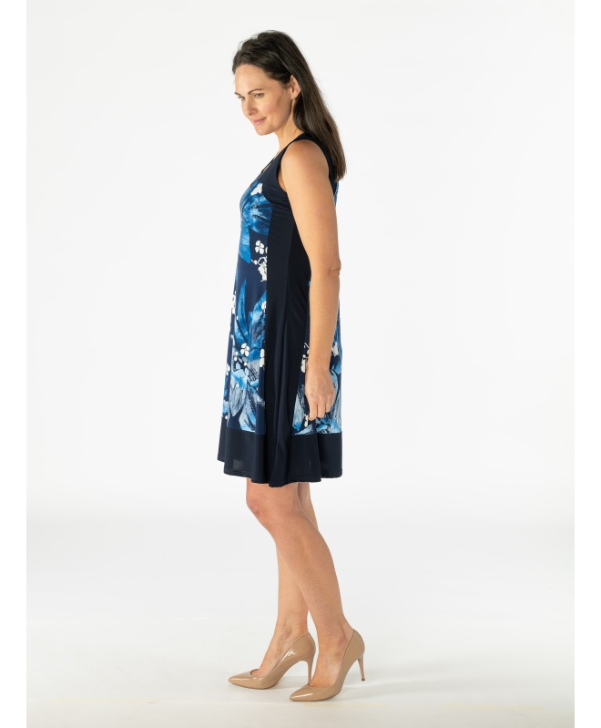 Floral Print Panel Sleeveless Dress