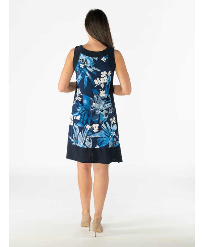 Floral Print Panel Sleeveless Dress