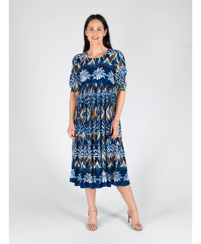TROPICAL PRINT DRESS WITH ROUND NECKHALF
