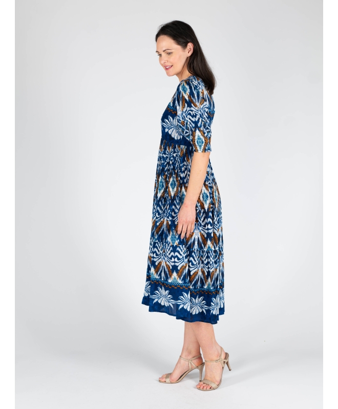 TROPICAL PRINT DRESS WITH ROUND NECKHALF