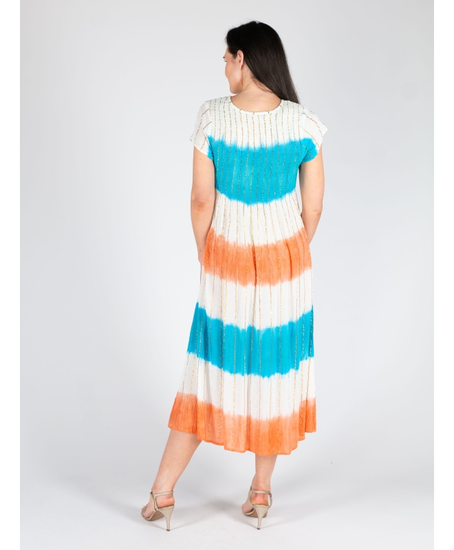 PEACH MULTI TIE DYE ROUND NECK SHORT SLEEVE