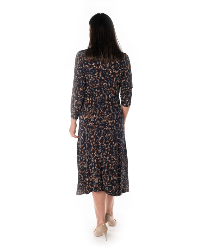 LONG SLEEVE V-NECK DRESS WITH SIDE POCKET