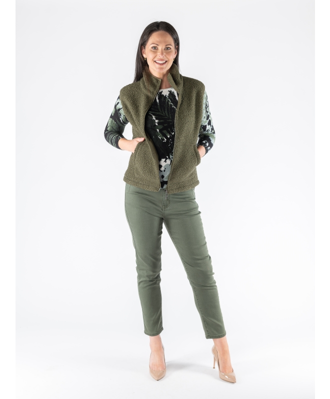 Olive Teddy Fleece Gilet With Pockets