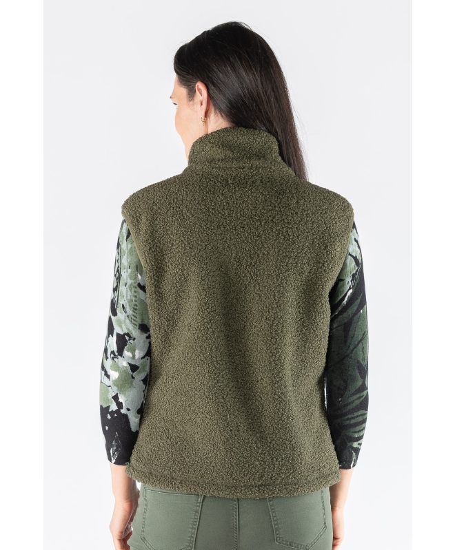 Olive Teddy Fleece Gilet With Pockets