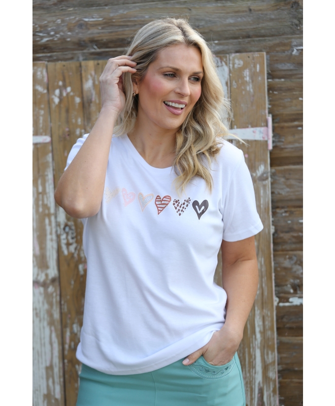 HEART PRINT ROUND NECK T-SHIRT SHORT SLEEVE
