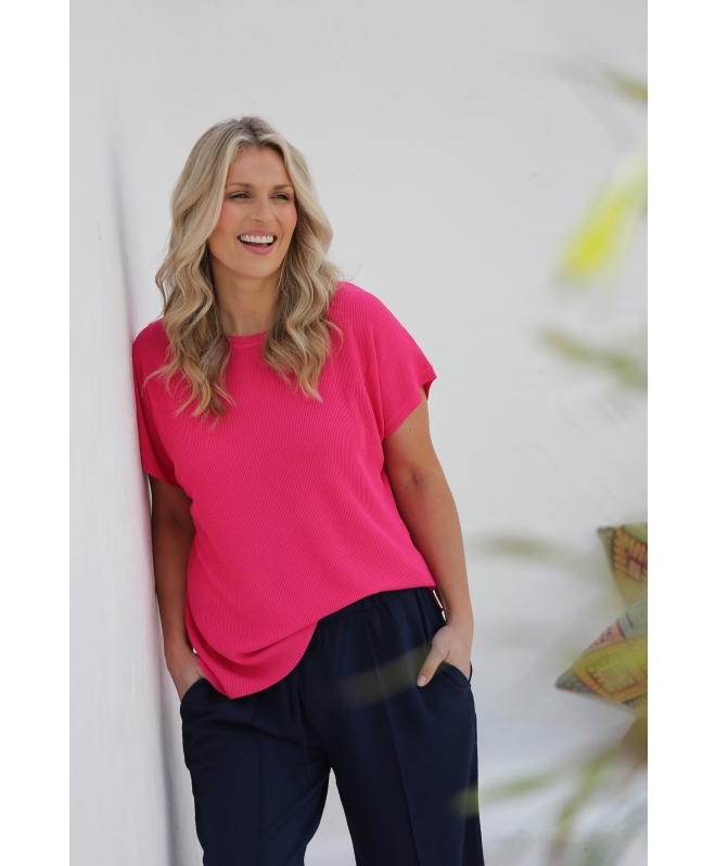 Cerise Plain Textured JUMPER With Cap Sleeve