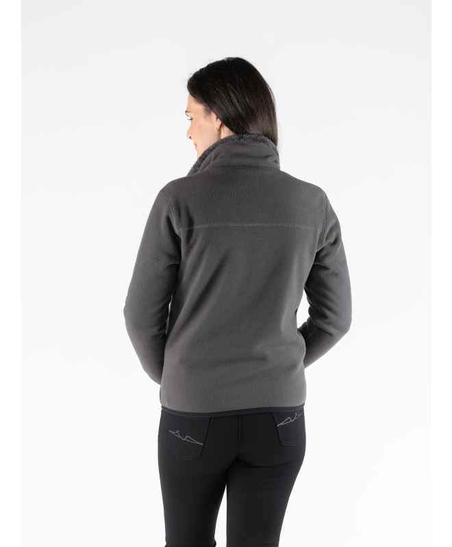 Grey Reversible Fleece Jacket With Pockets