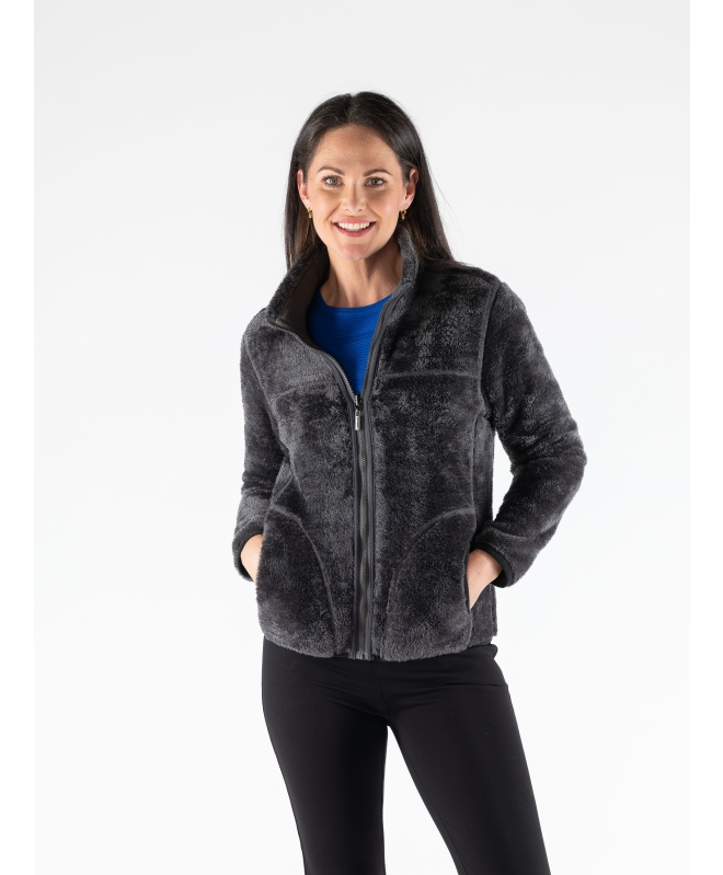 Grey Reversible Fleece Jacket With Pockets