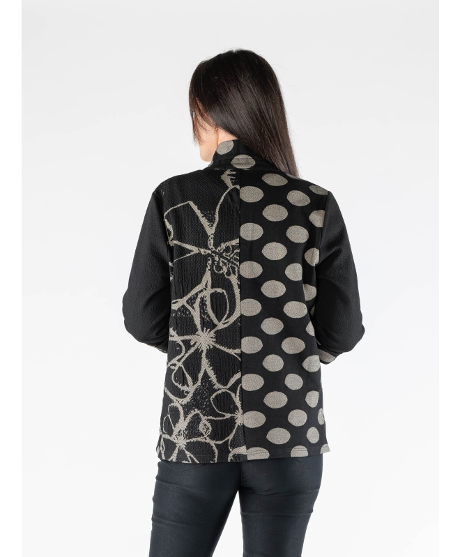 SPOT FLOWER PATTERN 3/4 SLEEVE JACKET