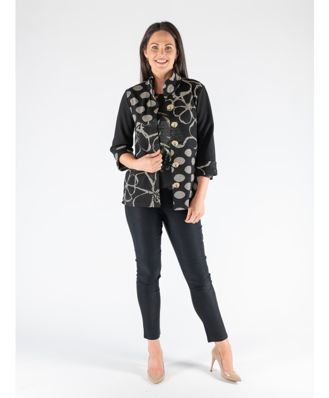 SPOT FLOWER PATTERN 3/4 SLEEVE JACKET