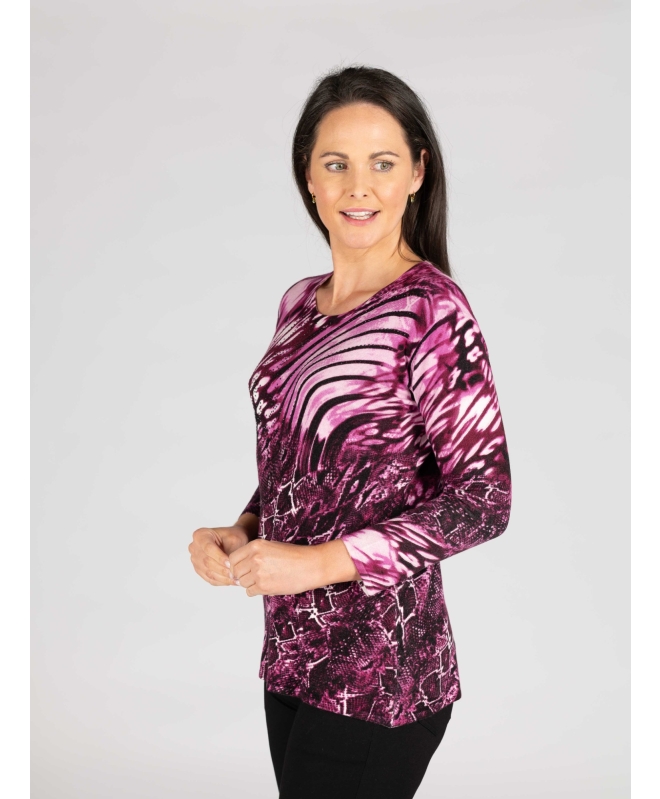 Animal swirl print 3 4 sleeve jumper