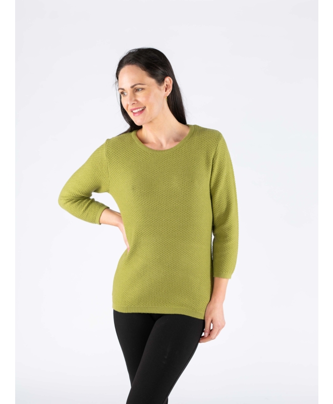 Textured pattern Jumper  round neck 3/4 Sleeve