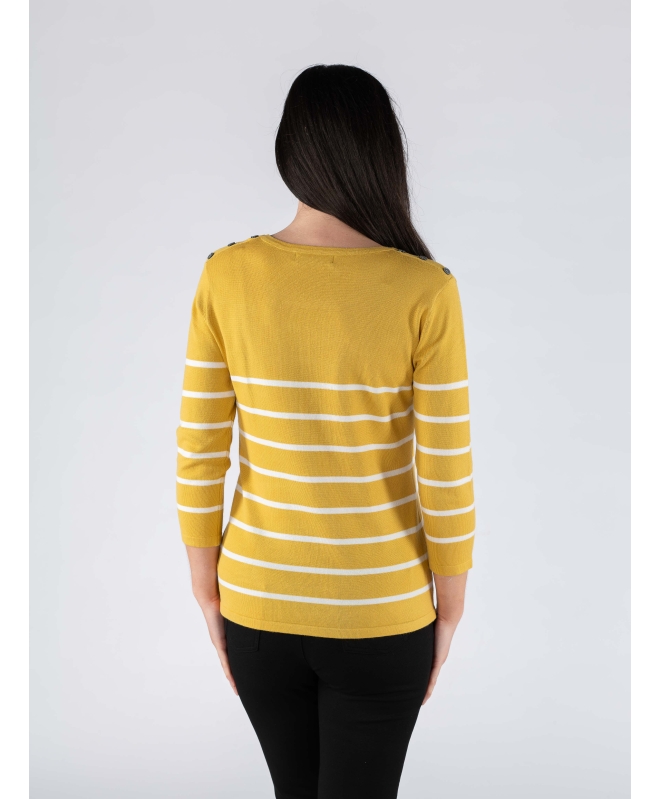 Mustard Stripe Jumper With Button Details