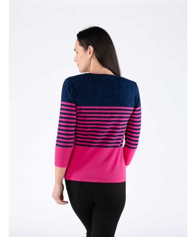 Navy stripe jumper round neck 3/4 sleeve