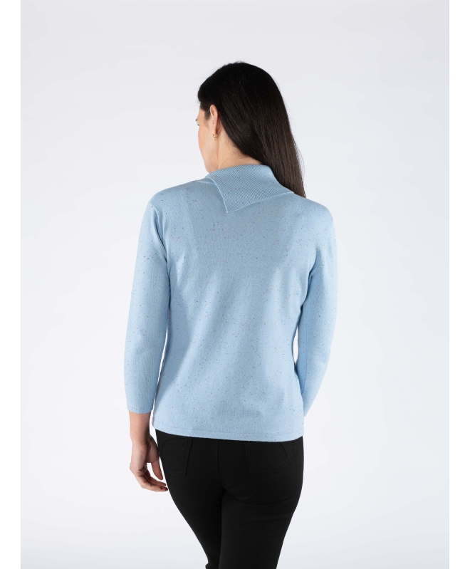MULTI EFFECT JUMPER WITH SCOWL NECK 3/4 SLEEVE