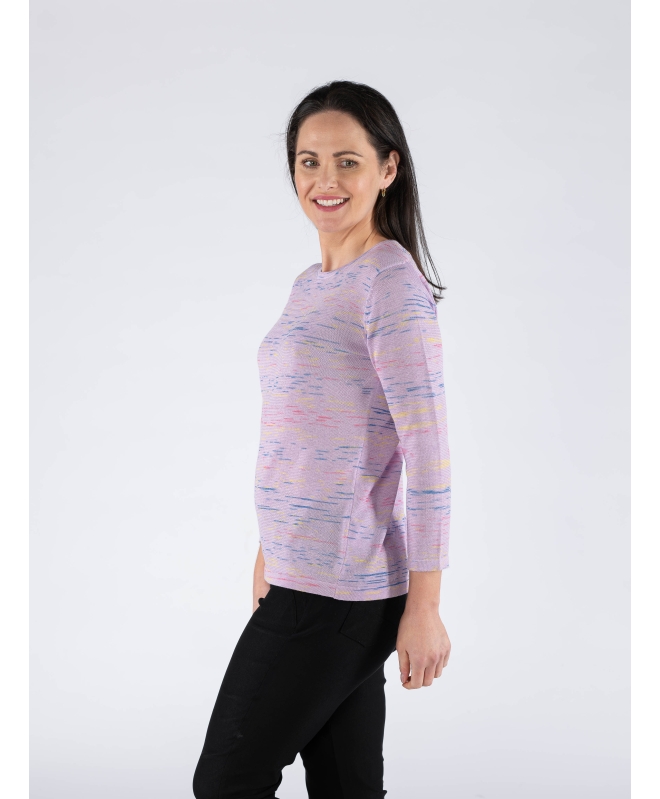 ROUND NECK MULTI FLECK JUMPER 3/4 SLEEVE