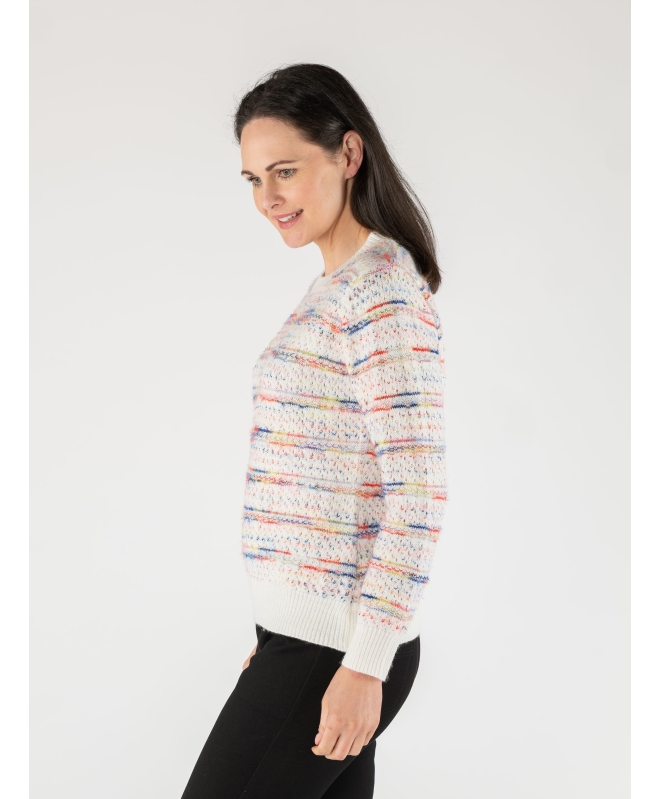 Multi Print Stripe Jumper Round Neck