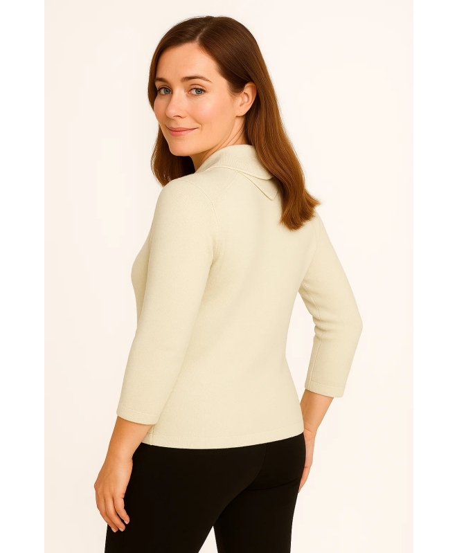 COWL NECK JUMPER BUTTON DETAIL 3/4 SLEEVE