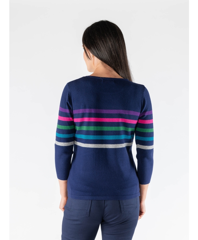 MULTI STRIPE JUMPER ROUND NECK 3/4 SLEEV
