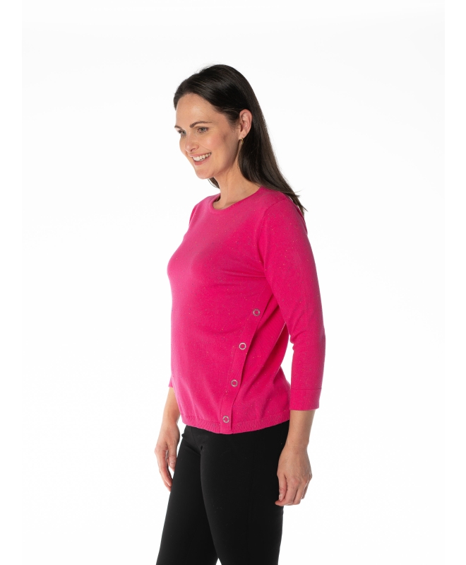 SPECKLE KNIT JUMPER ROUND NECK 3/4 SLEEVE