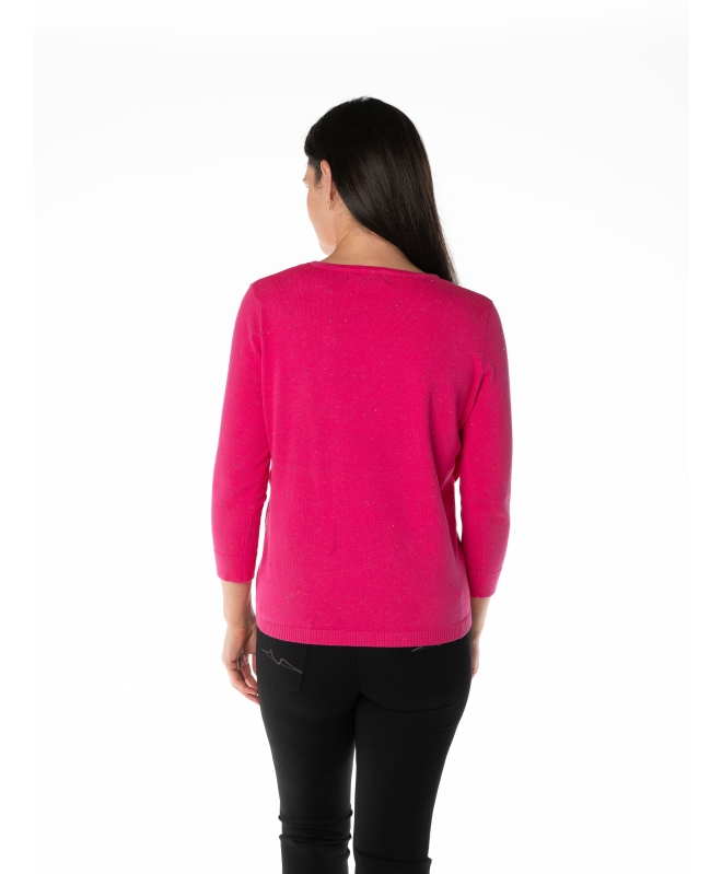 SPECKLE KNIT JUMPER ROUND NECK 3/4 SLEEVE