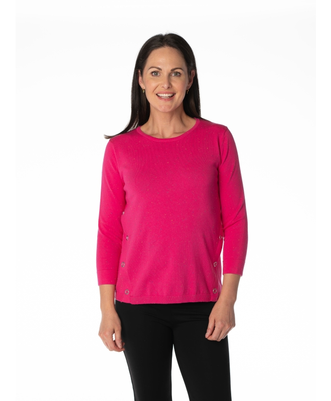 SPECKLE KNIT JUMPER ROUND NECK 3/4 SLEEVE