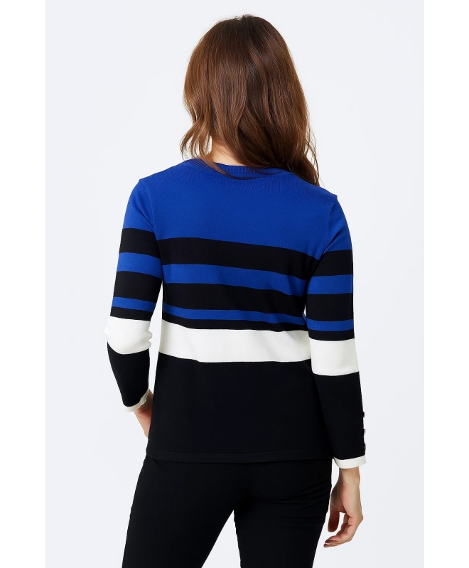 ROUND NECK 3/4 SLEEVE WIDE STRIPE JUMPER
