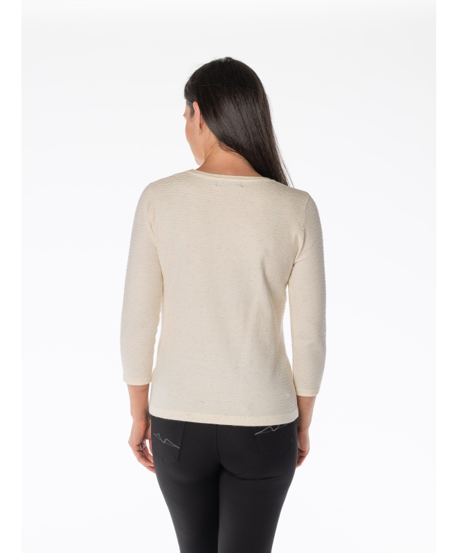 TEXTURED PATTERN JUMPER LUREX 3/4 SLEEV