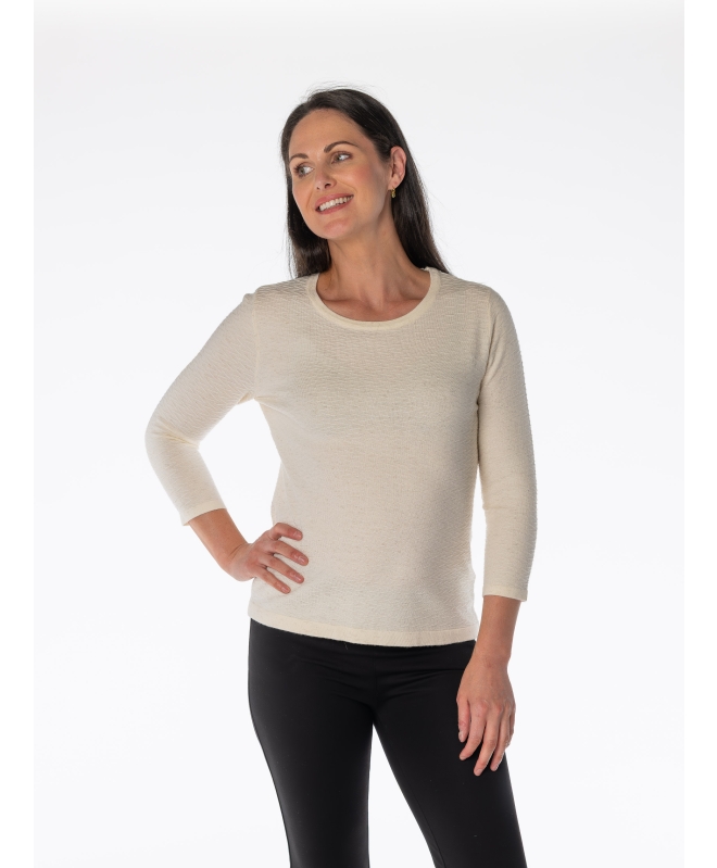 TEXTURED PATTERN JUMPER LUREX 3/4 SLEEV