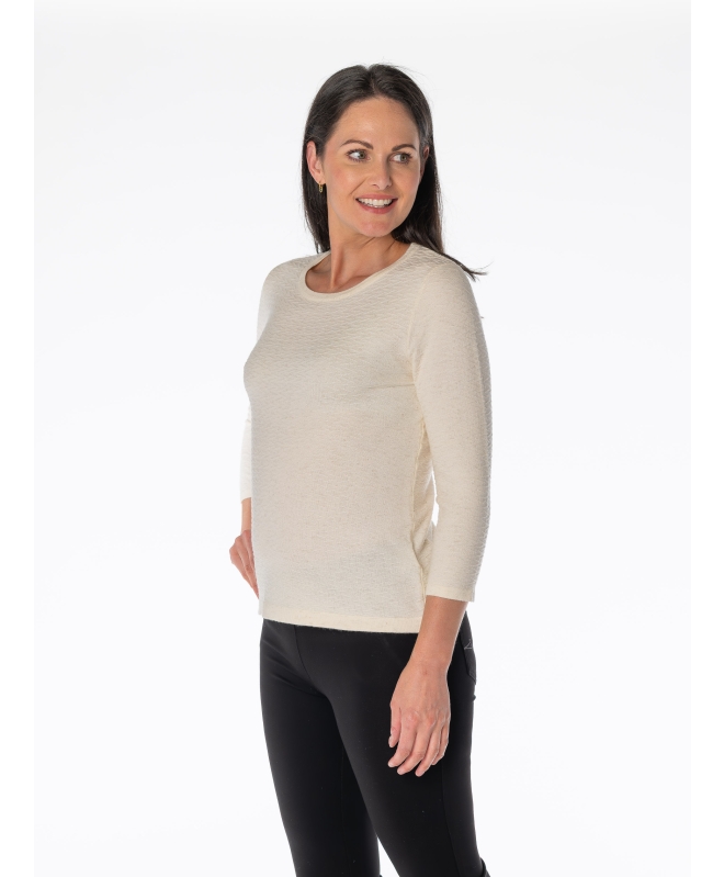 TEXTURED PATTERN JUMPER LUREX 3/4 SLEEV