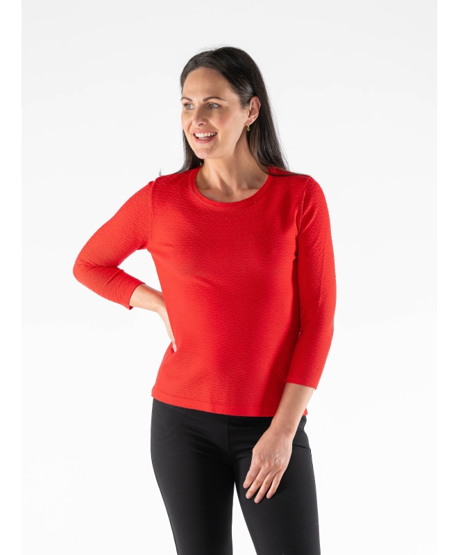 TEXTURED PATTERN JUMPER LUREX 3/4 SLEEVE