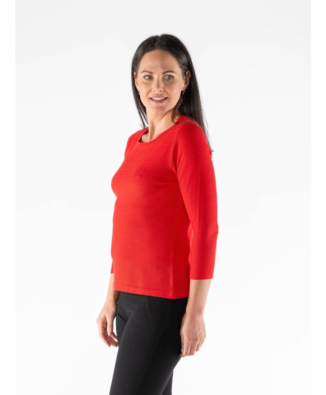 TEXTURED PATTERN JUMPER LUREX 3/4 SLEEVE