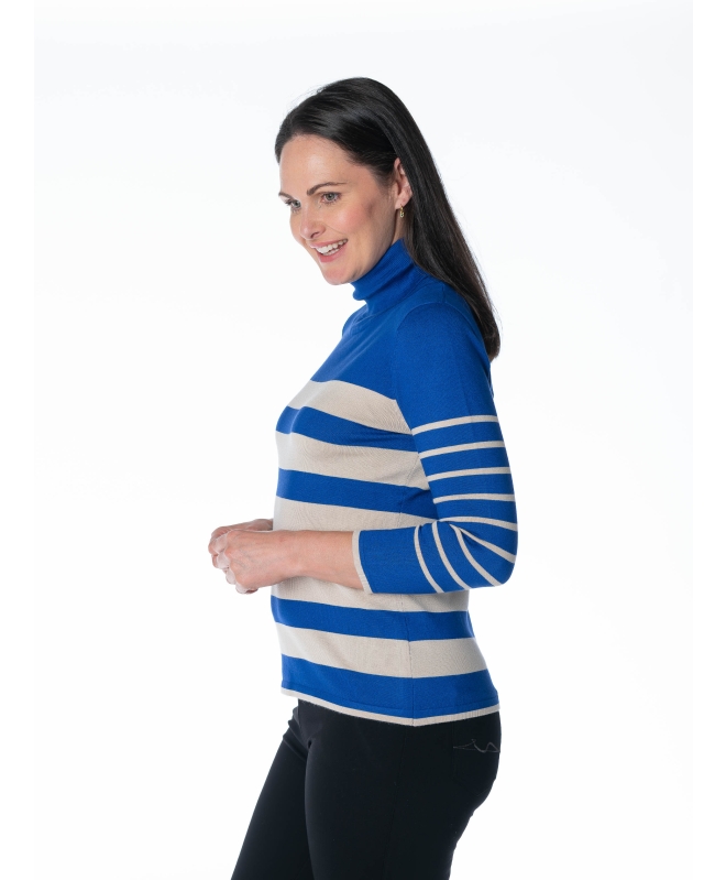 ROLL NECK STRIPED JUMPER 3/4 SLEEVE
