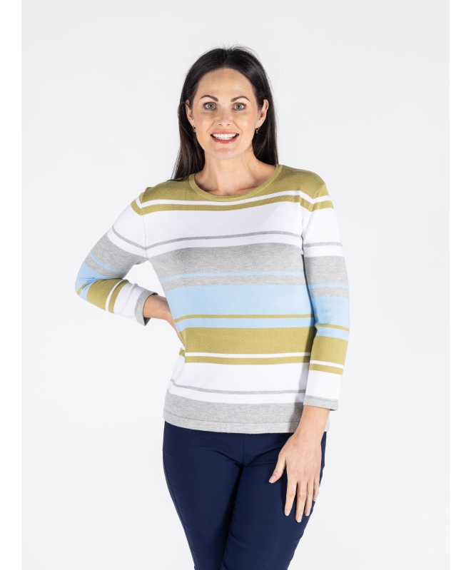 Wide Stripe Jumper Round Neck 
