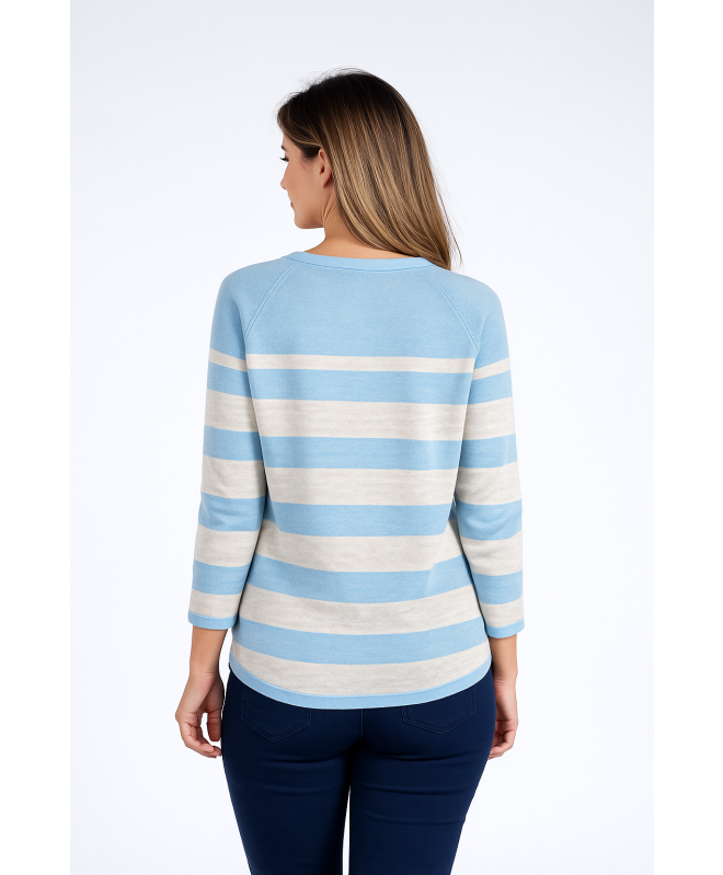 WIDE STRIPE JUMPER BUTTON DETAIL ROUND