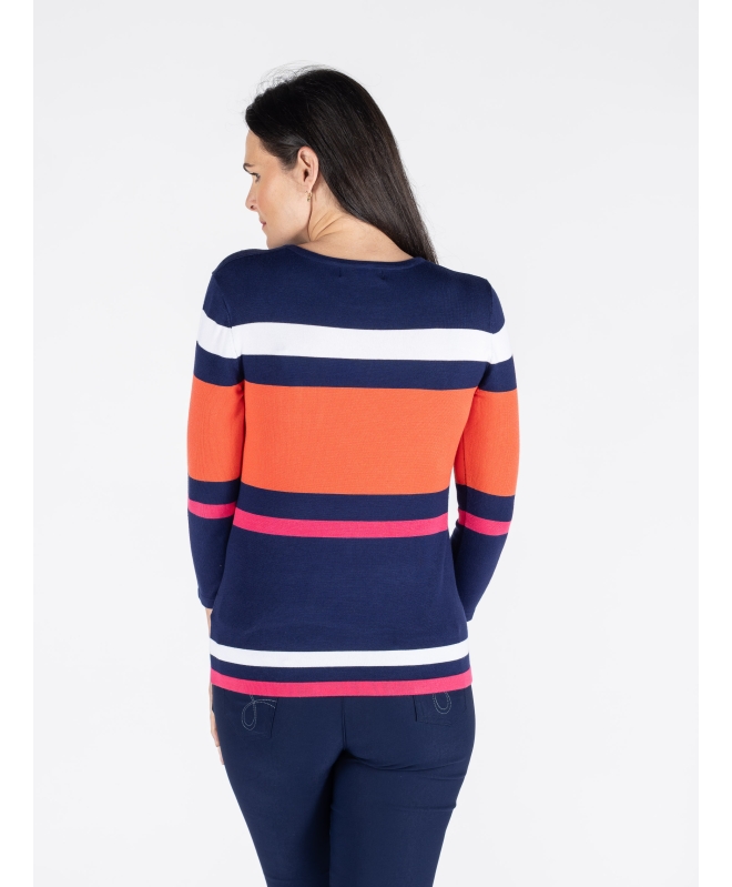ROUND NECK 3/4 SLEEVE STRIPED JUMPER