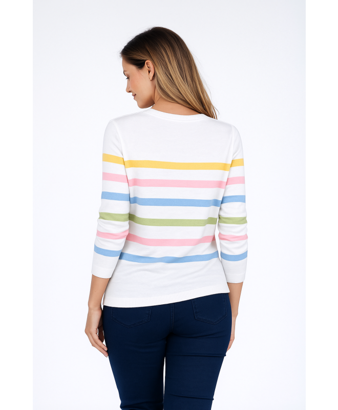MULTI STRIPE JUMPER ROUND NECK 3/4 SLEEVE