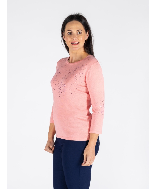 STARBLOOM HOTFIX JUMPER ROUND NECK 3/4 SLEEVE
