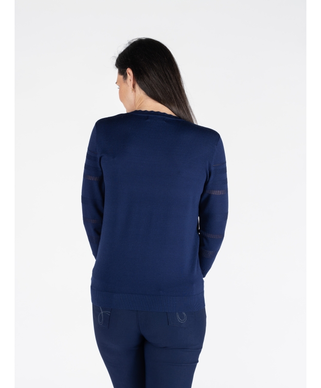 NAVY TEXTURED JUMPER ROUND NECK WITH 3/4 SLEEVE