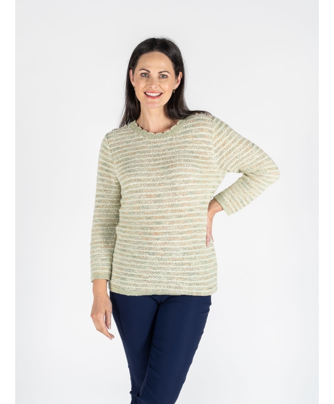 MULT TEXTURED STRIPE JUMPER BUTTON DETAIL