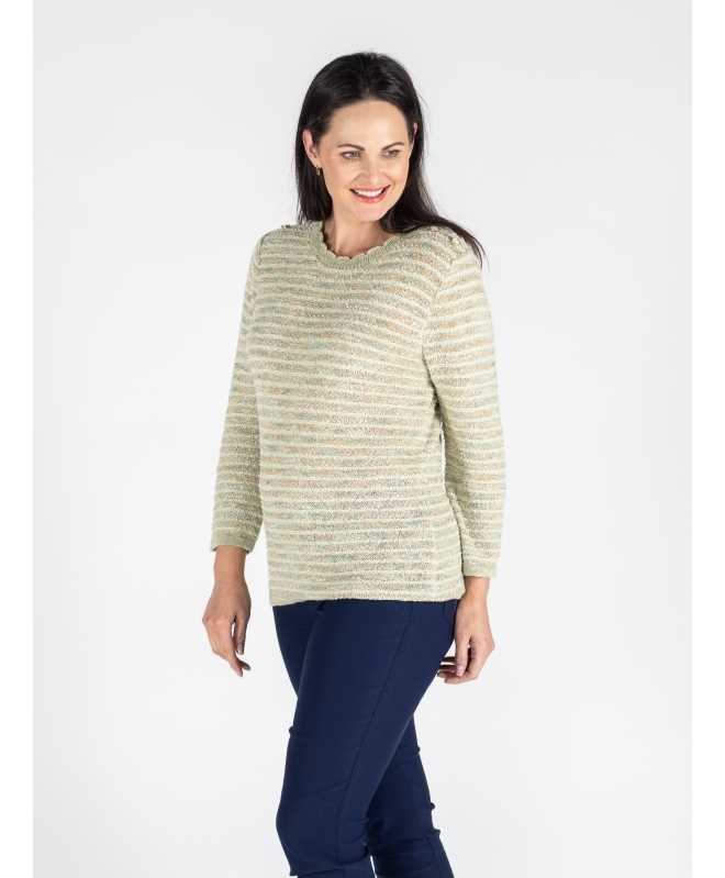 MULT TEXTURED STRIPE JUMPER BUTTON DETAIL