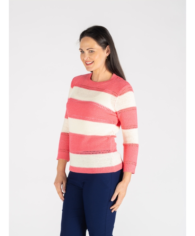 WIDE STRIPE ROUND NECK JUMPER 