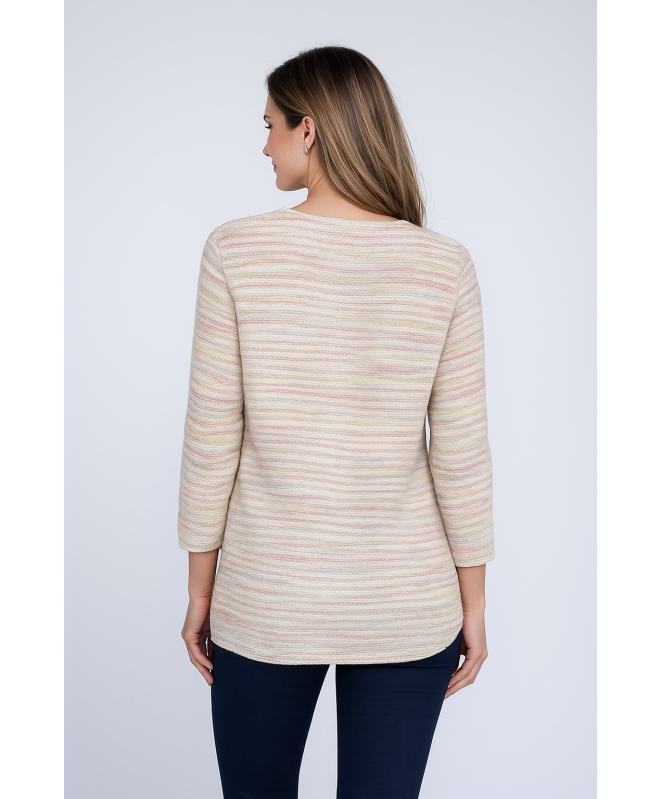 MULTI FLECK JUMPER ROUND NECK 3/4 SLEEVE