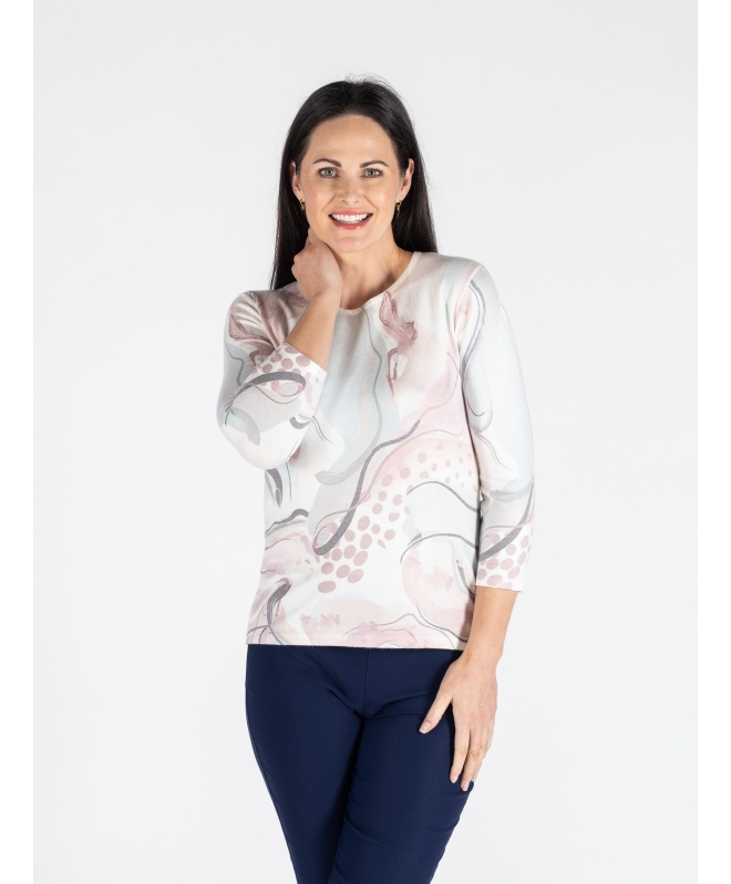 ABSTRACT JUMPER ROUND NECK 3/4 SLEEVE