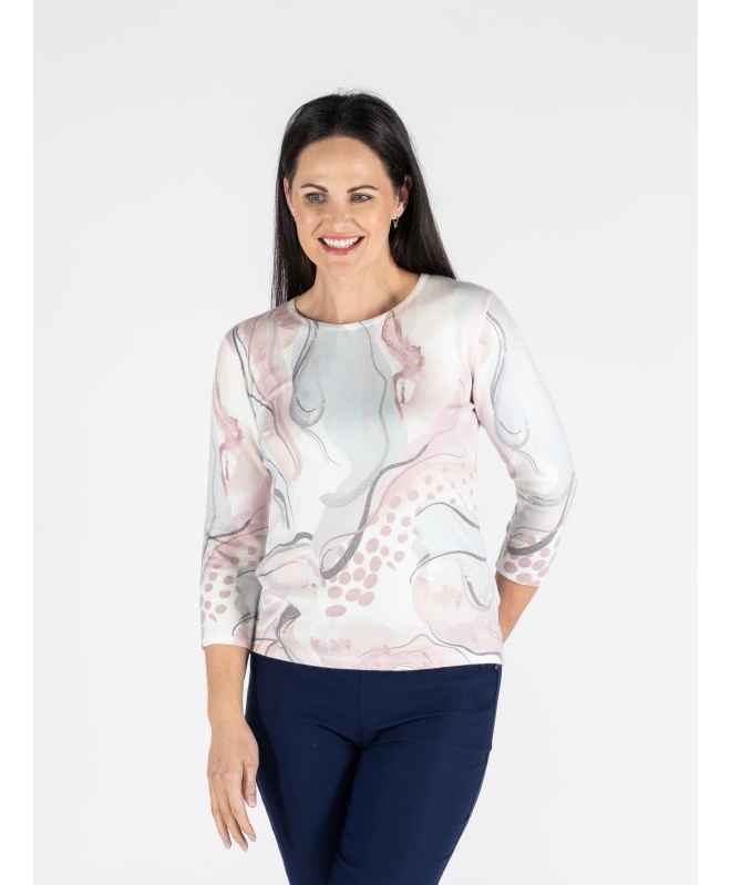 ABSTRACT JUMPER ROUND NECK 3/4 SLEEVE