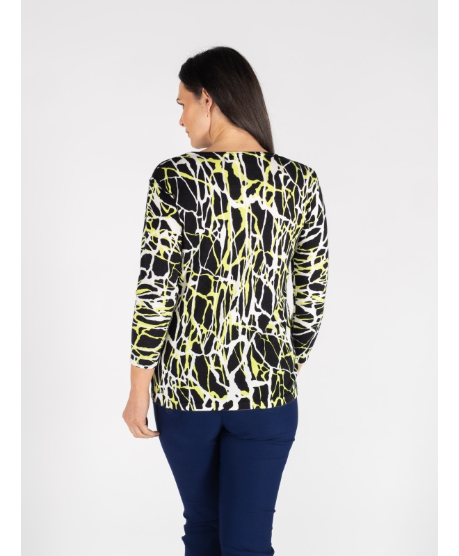 GREEN ABSTRACT JUMPER ROUND NECK 3/4 SLEEVE