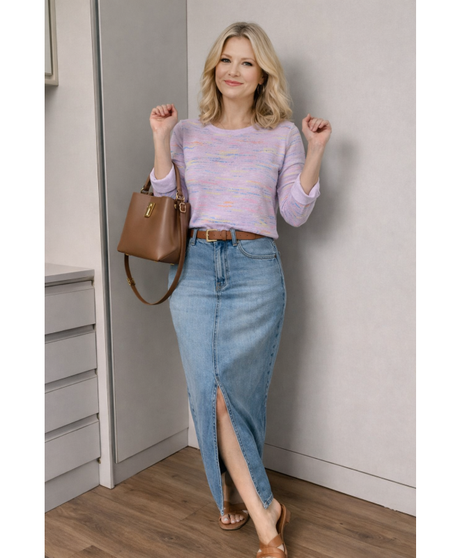  ROUND NECK MULTI FLECK JUMPER 3/4 SLEEVE