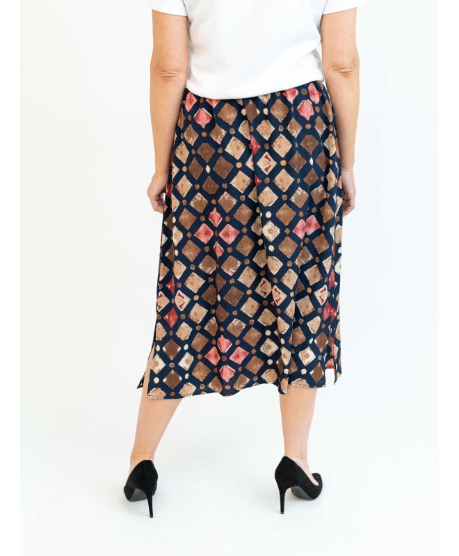 NAVY PRINT DIAMOND PRINT SKIRT