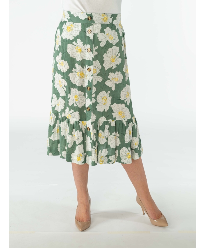 FRONT BUTTON FLOWER SKIRT- S30049