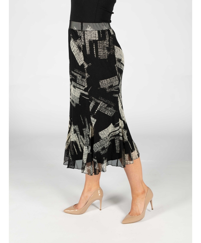 block print lined  skirt with elasticated- S30059